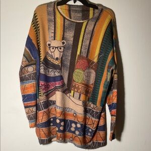 Colorful  Women/Bear Pattern Sweater by Yes No Size XL